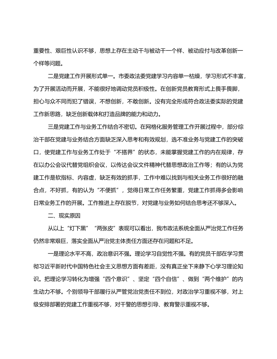 市委政法委关于“灯下黑”“两张皮”等突出问题专题调研报告 - 副本_第2页