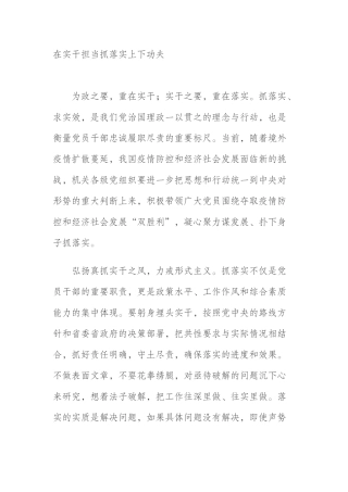 在实干担当抓落实上下功夫