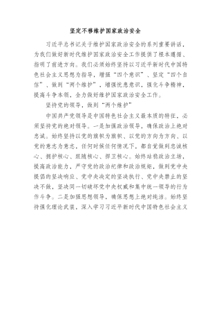 坚定不移维护国家政治安全