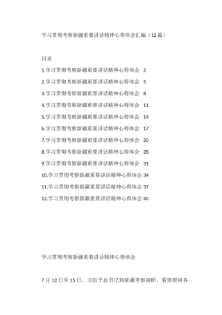 学习贯彻考察新疆重要讲话精神心得体会汇编（12篇）