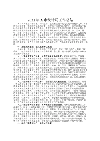 2021年X市统计局工作总结
