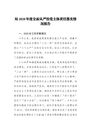 局2020年度全面从严治党主体责任落实情况报告_转换