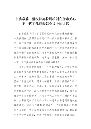 周培剑：在全市关心下一代工作暨表彰会议上的讲话_转换