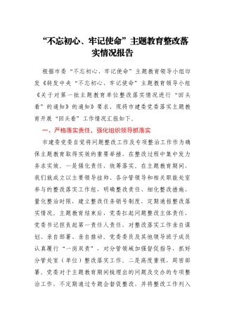 主题教育整改落实情况报告