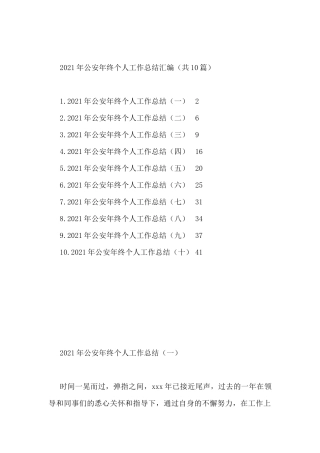 2021年公安年终个人工作总结汇编（10篇）
