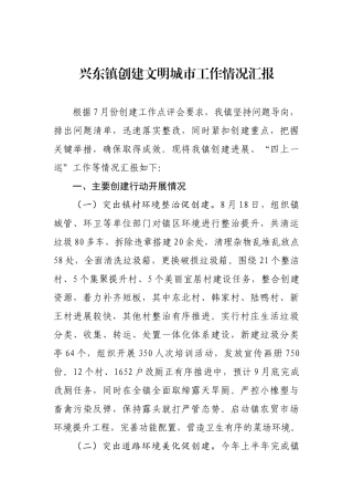 兴东镇创建文明城市工作情况汇报_转换