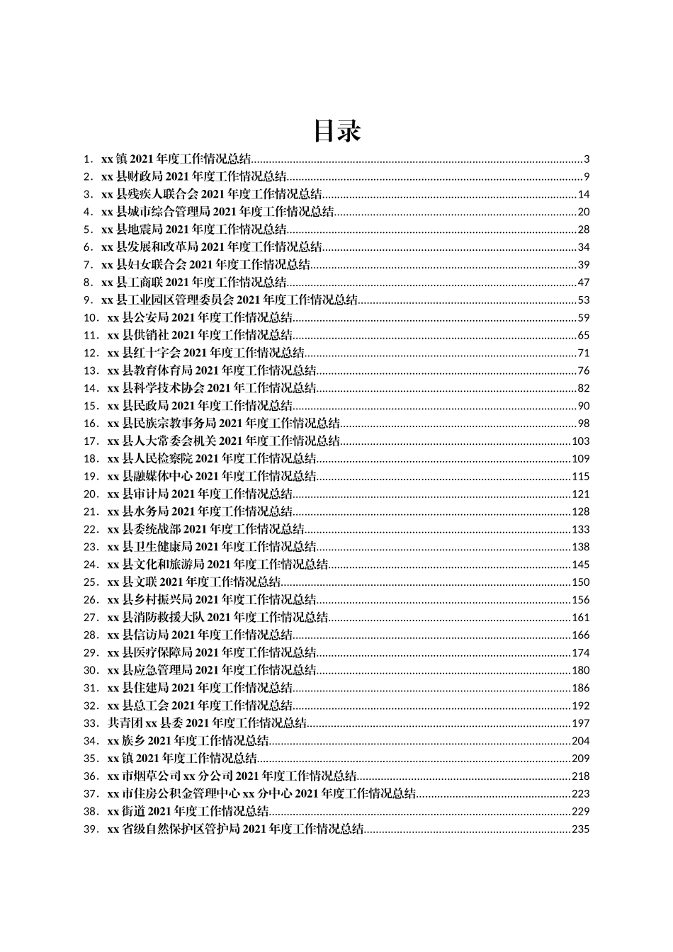 某县党政机关各部门2021年工作情况总结汇编47篇_第1页