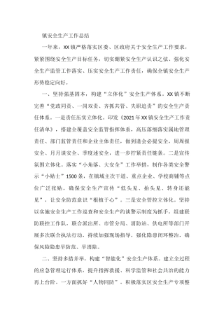 X镇2022年安全生产工作总结
