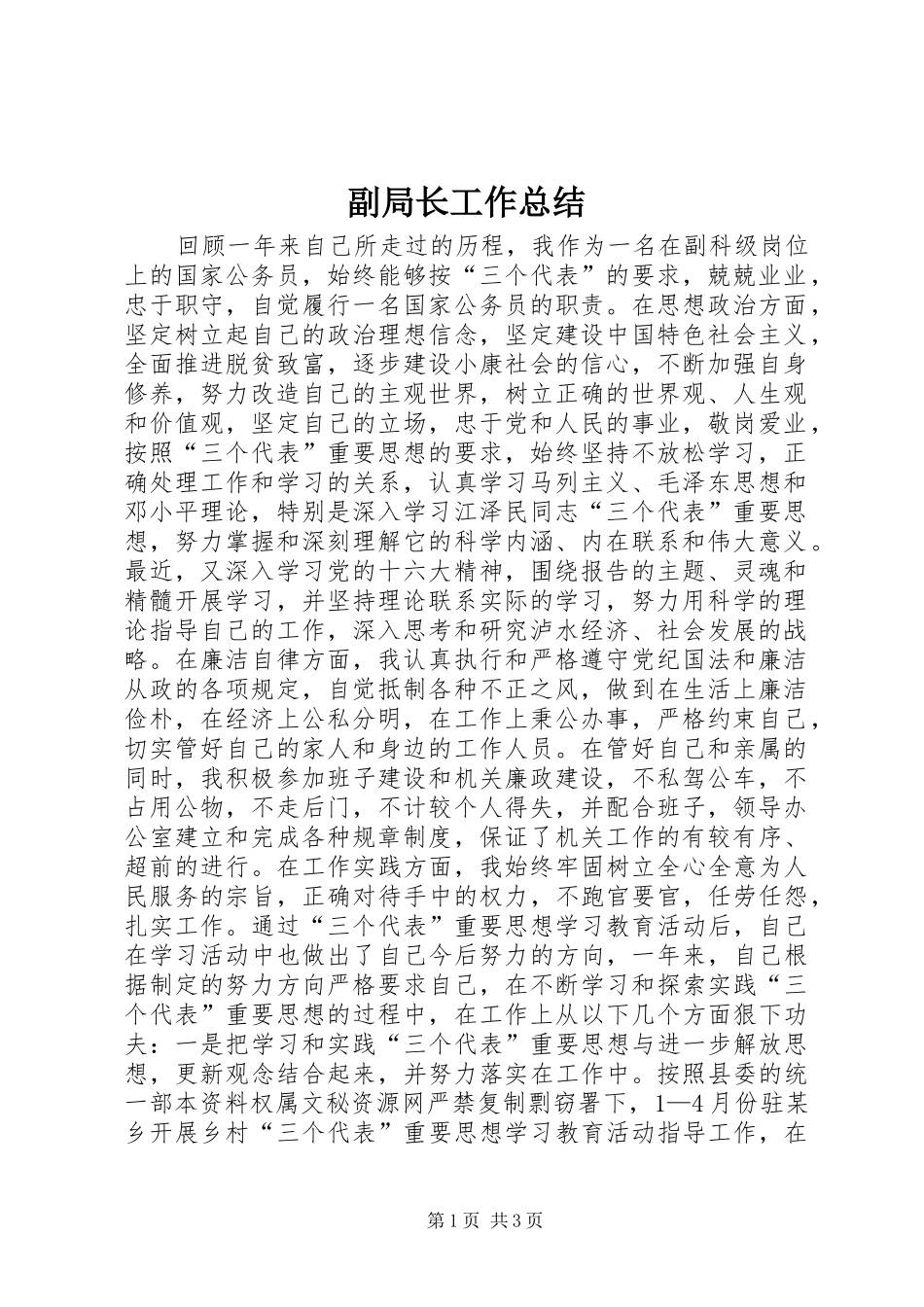 2024年副局长工作总结_第1页