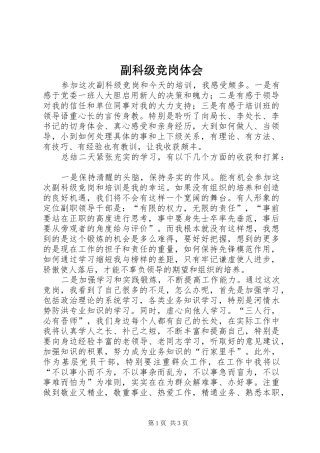 2024年副科级竞岗体会