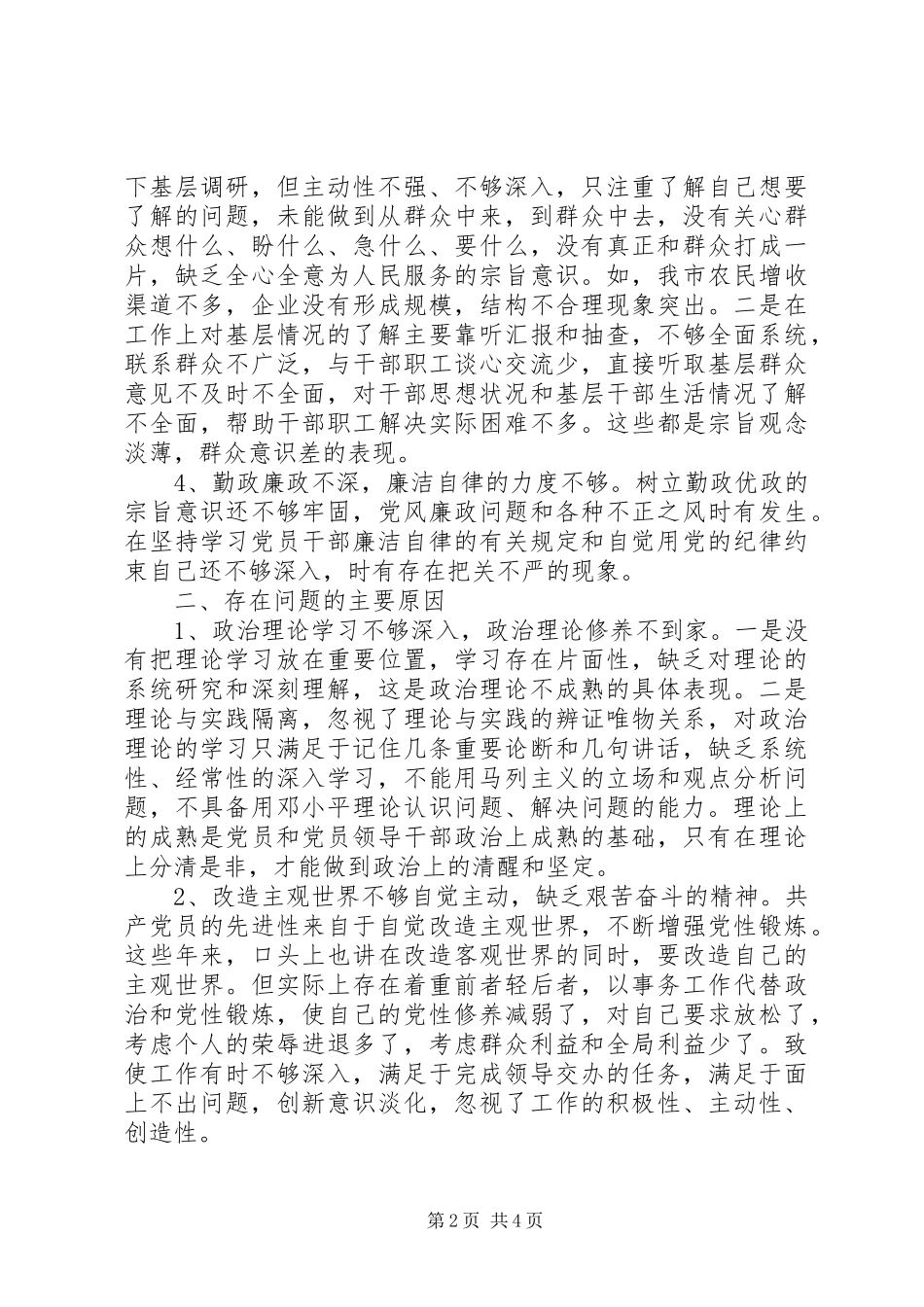 2024年副市长对照检查材料_第2页