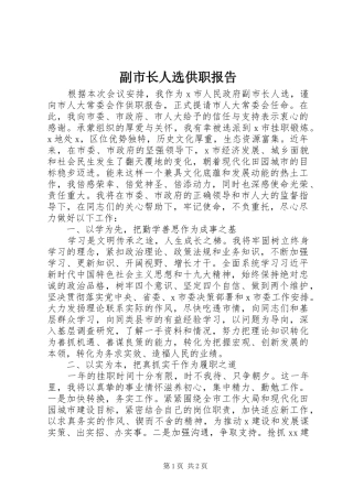 2024年副市长人选供职报告