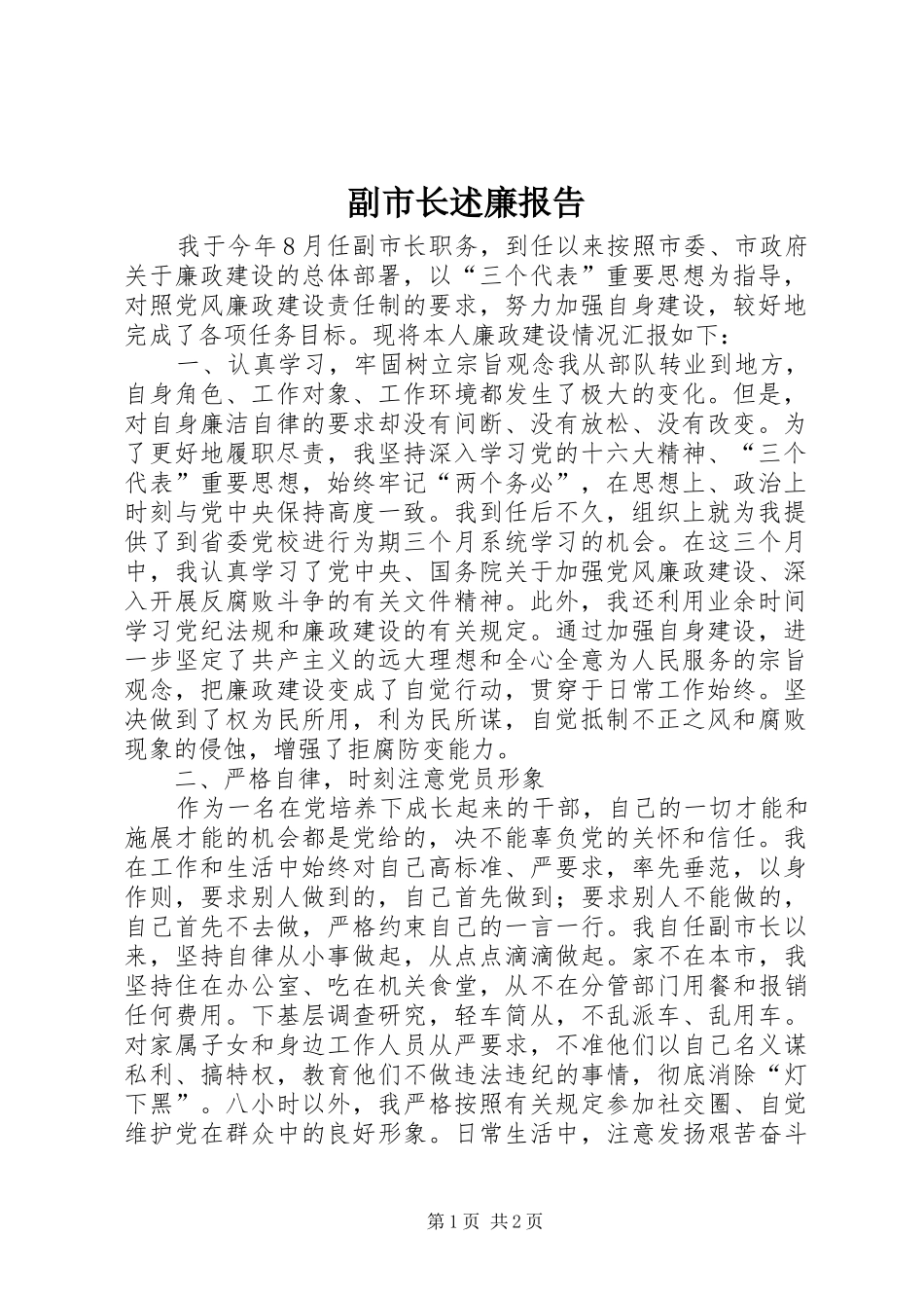 2024年副市长述廉报告_第1页