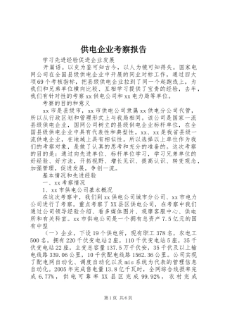 2024年供电企业考察报告