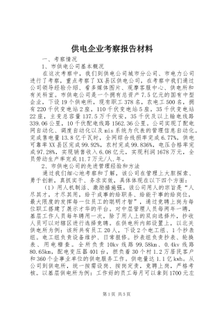 2024年供电企业考察报告材料