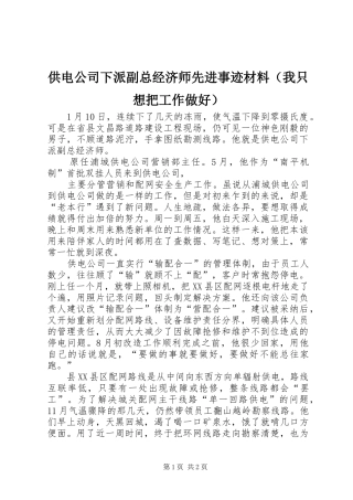2024年供电公司下派副总经济师先进事迹材料