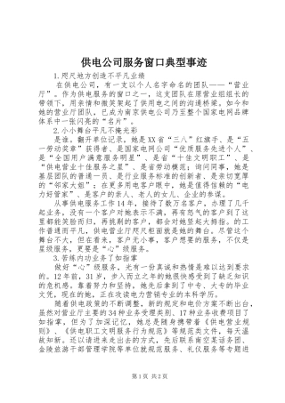 2024年供电公司服务窗口典型事迹