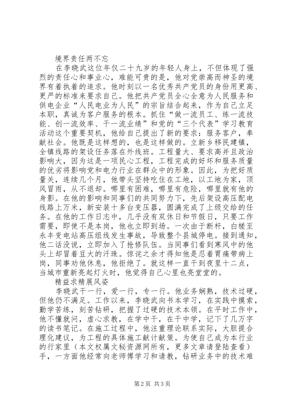 2024年供电公司岗位能手先进事迹材料_第2页
