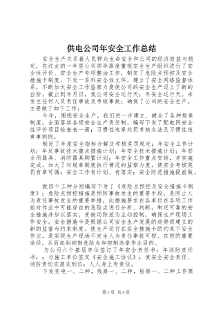 2024年供电公司年安全工作总结