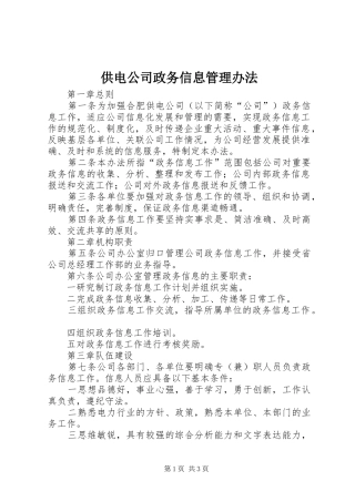 2024年供电公司政务信息管理办法