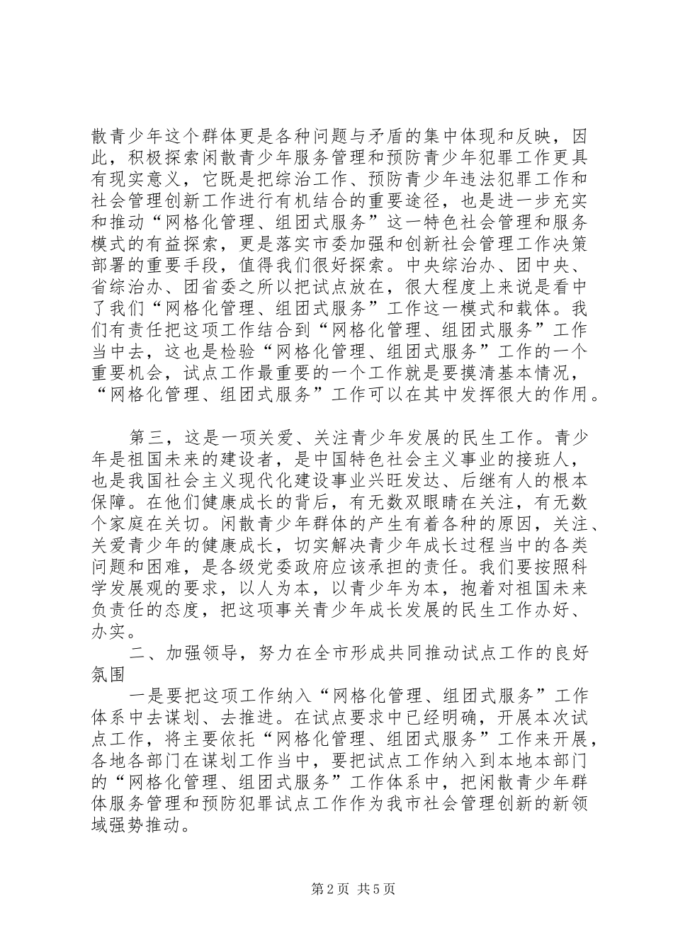 2024年副书记在青少年管理工作会致辞_第2页