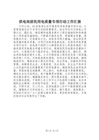 2024年供电局居民用电质量专项行动工作汇报