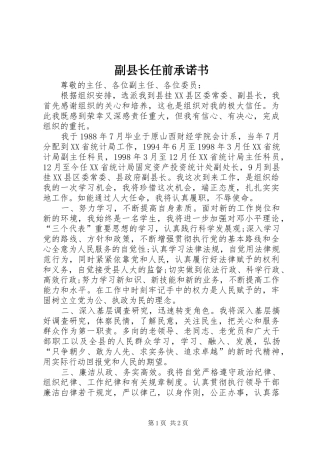 2024年副县长任前承诺书