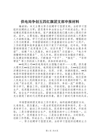 2024年供电局争创五四红旗团支部申报材料