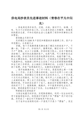 2024年供电局抄表员先进事迹材料