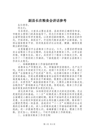 2024年副县长在粮食会致辞参考