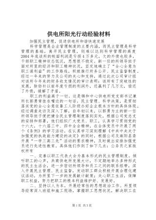 2024年供电所阳光行动经验材料