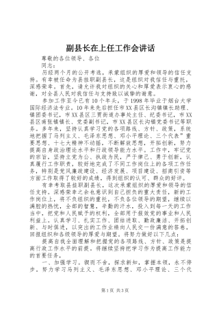 2024年副县长在上任工作会致辞