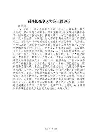 2024年副县长在乡人大会上的致辞