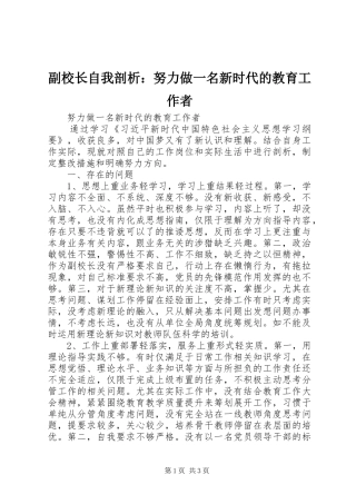 2024年副校长自我剖析努力做一名新时代的教育工作者