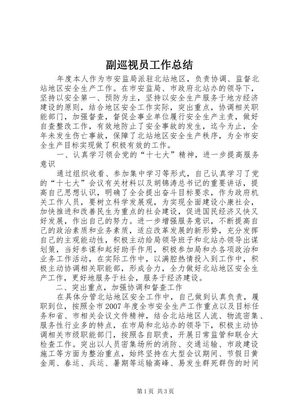 2024年副巡视员工作总结_第1页