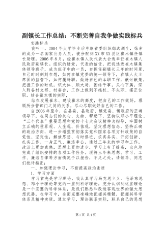 2024年副镇长工作总结不断完善自我争做实践标兵