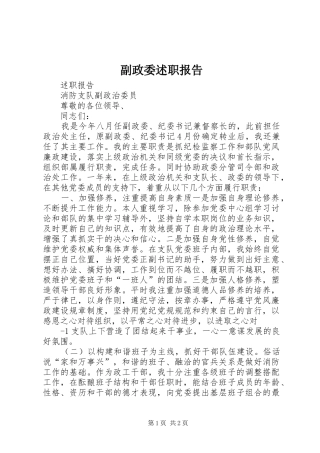 2024年副政委述职报告