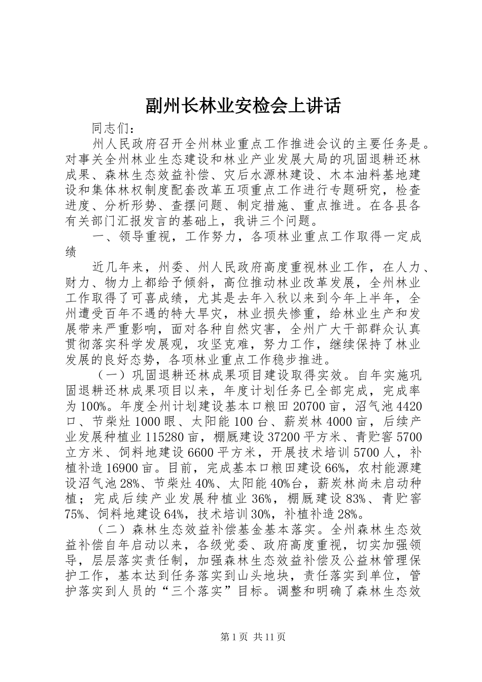 2024年副州长林业安检会上致辞_第1页