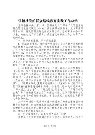 2024年供销社党的群众路线教育实践工作总结