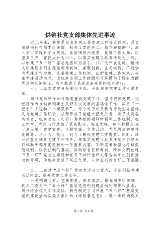 2024年供销社党支部集体先进事迹