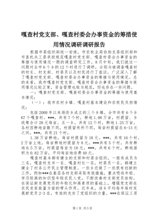 2024年嘎查村党支部嘎查村委会办事资金的筹措使用情况调研调研报告
