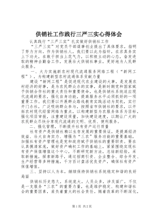 2024年供销社工作践行三严三实心得体会