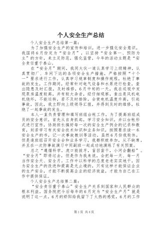 2024年个人安全生产总结