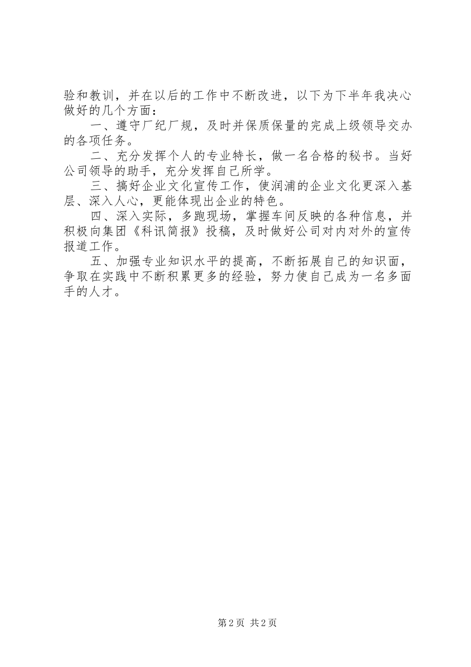 2024年个人半年总结及下半年计划范文_第2页