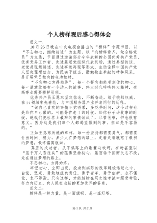 2024年个人榜样观后感心得体会