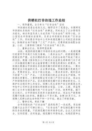 2024年供销社打非治违工作总结