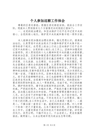 2024年个人参加巡察工作体会