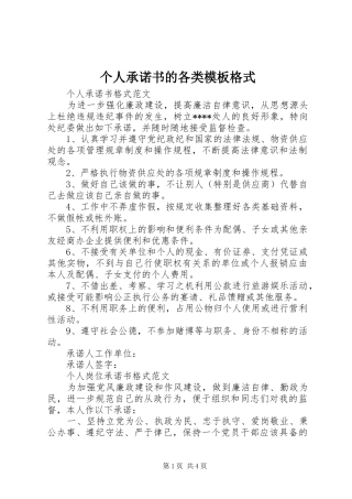 2024年个人承诺书的各类模板格式
