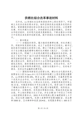 2024年供销社综合改革事迹材料
