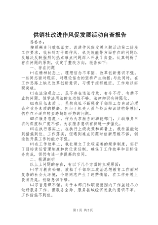 2024年供销社改进作风促发展活动自查报告